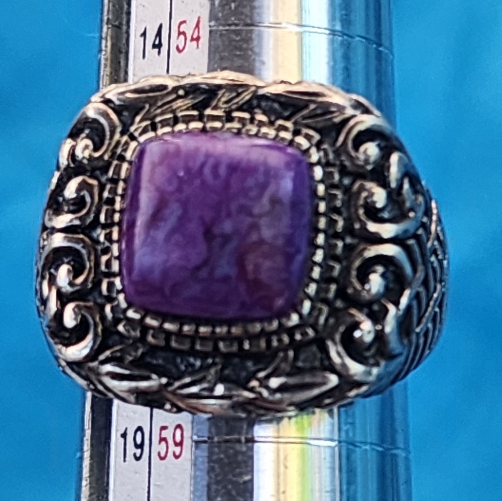 Sterling Silver, Purple Mojave Turquoise Vintage Statement Ring Sz 8.5, 925 NK